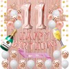 Fancypartyshop 11st Birthday Decorations - Rose Gold Happy Birthday Banner