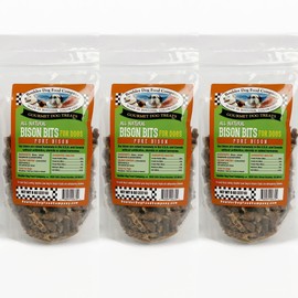 Boulder Dog Food Company All Natural Bits Dog Treats (3 Packs) - Dog Treats Made in USA Only (Bison, 8 oz)