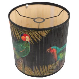 VOSAREA Drum Lampshade Vintage Clip On Bulb Barrel Light Cover Dismountable Fabric Natural Linen Lampshade for Table Lamp Bedside Lamp Spider Fitter (Bird Pattern)