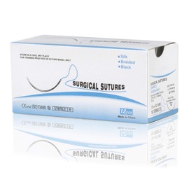 Vision Scientific 24 PK 75cm Silk Surgical Suture Thread W Curved Needle | Superior Tensile Strength |Excellent Knot Security |5 Piece Stainless Tools W 5 Blades (Educational & Training Use Only)