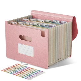 EcoStash Document Folder A4 12 Compartments Wheat Straw Expanding Folder Sorting Folder Colourful File Folder Organiser Accordion File Folder Organiser BPA-Free Back to Nature Healthy Life Strawberry