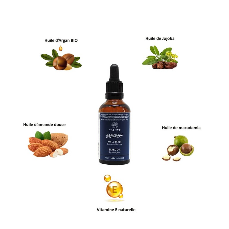 Cashmere Men's Smoothing and Protective Beard Oil, with Natural Oils: