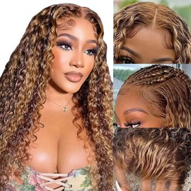 Leruikair 5X5 Lace Frontal Closure Wig Highlight P4/27 Deep Wave Wave Wigs Human Hair 200% Density Weave Wigs Human Hair Pre Plucked For Black Women