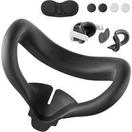Silicone Face Pad kit for Meta Quest 3, Soft, Durable, Washable,Sweat-Proof,Lightproof Anti-Leakage Face Pad for Oculus/Meta Quest 3. Includes Meta Quest 3 Lens Cover and Controller Joystick Caps.