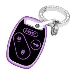 YALNORVA for Honda Key Fob Cover with Keychain, Key Fob Case Cover Fits for Honda Accord Civic Pilot CR-V EX CRZ Crosstour Hybrid Acura Car Accessories Smart Key, Purple Black