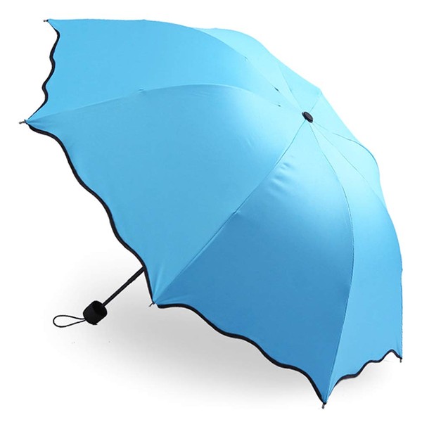 WAIWAIGOODS Raised Floral Folding Umbrella, Parasol, Rain Umbrella, Lightweight, Compact,