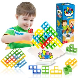 SKZVX Stacking Blocks Tetris Balance Game - Board Games for Kids & Adults Tetra Tower Balancing Toys Building Perfect Family Parties Travel color