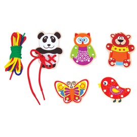 Set of 5 Wooden Threading Toys Toy Threading Friends