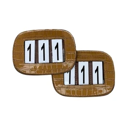 Competition Leather Number Holder 3 Digit for bridles and Saddle pads with Crocco Patent (Tan)