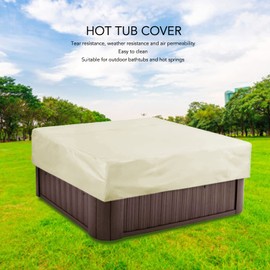 FLEXMAN Hot Tub Cover, Foldable SPA Cover, Square Waterproof Weather Resistant Hot Tub Cover for Outdoor Bathtubs and Hot Springs (Beige)