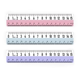 KASELIN Transparent Straight Ruler, 6.9 inches (15 cm), 3 Pieces, Plastic Ruler, Extra Large, Clear Scale Multi-functional Design Ruler, High Definition, Measuring Tool, Drawing Template, Ruler,