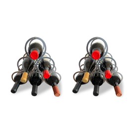Lily's Home Set of 2-6 Bottle Wine Racks | Countertop & Cabinet Storage | Freestanding Metal Holder for Kitchen, Bar, or Restaurant | Space-Saving Organizer