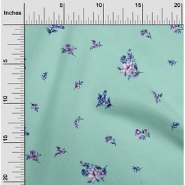 oneOone Organic Cotton Voile Fabric Leaves & Flower Floral Print Sewing Fabric BTY 42 Inch Wide