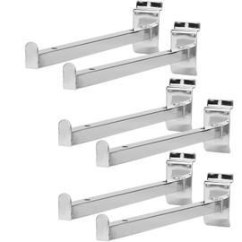 SOUJAP 6 PCS 12 Inch Silver Slatwall Shelf Brackets, 30cm Straight Arm Gridwall Deluxe Hooks, Slatwall Panel Display Hooks for Garage, Home