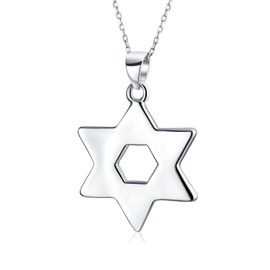 Hanukkah Magen Judaic Open Created Blue Opal Star Of David Pendant Necklace For Bat Mitzvah For Women Teens .925 Sterling Silver