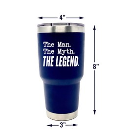 Visit the Brooke & Jess Designs Store Funny 30 oz Stainless Steel Tumbler for Men (Man Myth Legend Navy)