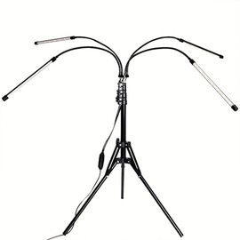 Evargc Grow Light with Stand, Grow Lights for Indoor Plants with Red Blue Spectrum, 10 Dimmable Brightness, 3/9/12H Timer, 3 Switch Modes, Adjustable Gooseneck, Suitable for Various Plants Growth