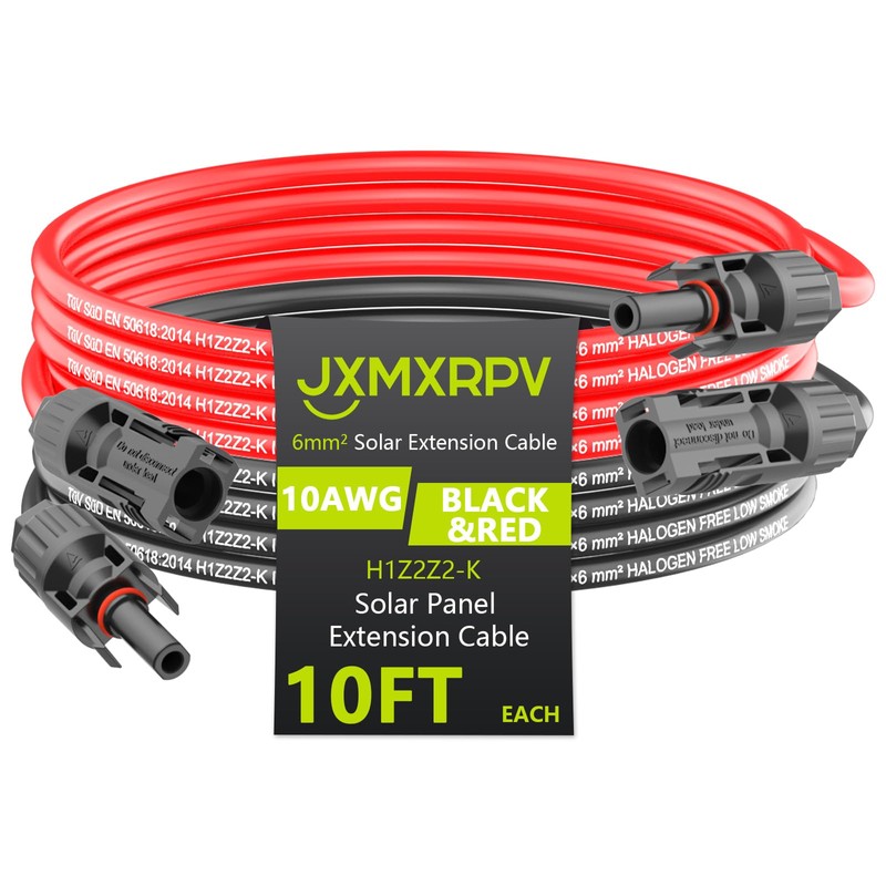 JXMXRPV Solar Extension Cable 10Ft 10AWG, Solar Wire with Tool-Free