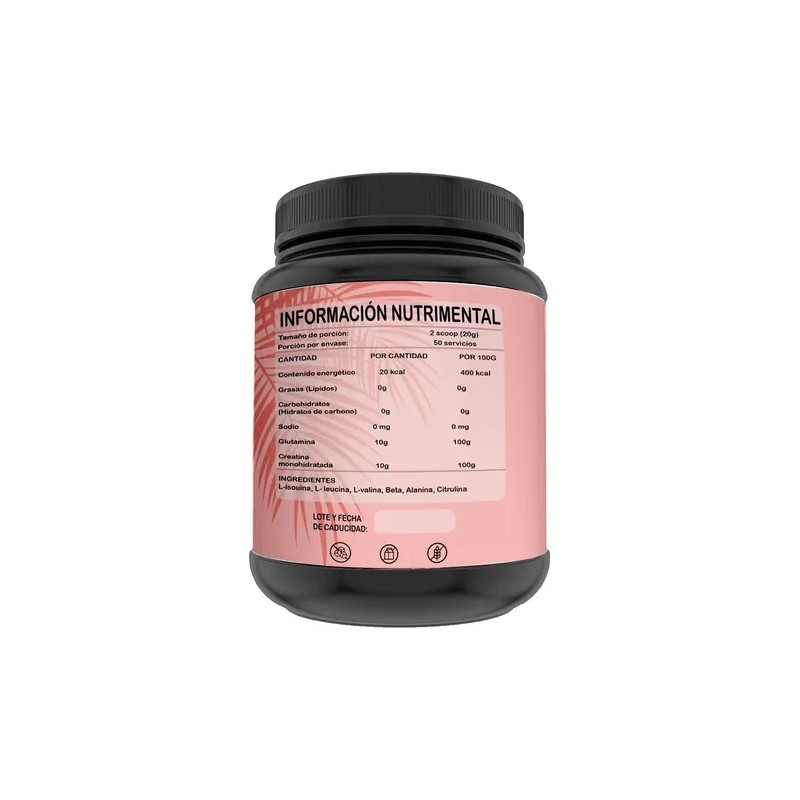 Creatina Glutamina 1 Kg Flamish Pre Entreno 50servicios