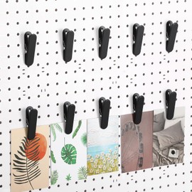 CroBlissful 10 Pcs Pegboard Accessories Clips White Pegboard Clips Metal Accessories Hooks Attachment for Crafts Kitchen Bathroom Living Room Office Wall Organize Storage Display Decoration (Black)