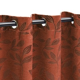 Superior Blackout Curtains, Room Darkening Window Accent for Bedroom, Sun Blocking, Thermal, Modern Bohemian Curtains, Leaves Collection, Set of 2 Panels, Rod Pocket - 42 in x 63 in, Antique Copper