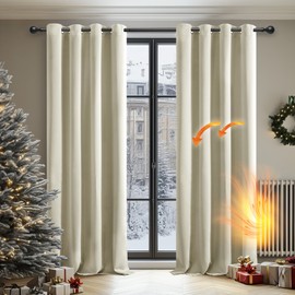 Deconovo Deconovo Blackout Curtains Super Soft Thermal Insulated Curtains Blackout Eyelet Blackout Curtains for Bedroom 42 x 95 Inch Light Beige 2 Panels