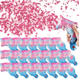 Joycabin Pack of 20 Gender Reveal Confetti Cannon, Confetti Gun Set, 100% Biodegradable Confetti for Gender Proclaiming, Baby Boy Girl Gender Reveal Party Supplies (Pink)