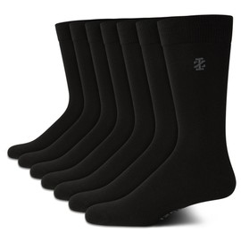 IZOD Men's Dress Socks - 7 Pack Lightweight Comfort Stretch Stay Up Cuff Mid-Calf Crew Socks - Dress Socks for Men (6-12.5), Size 6-12.5, Black