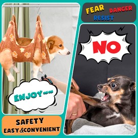 WSCXSC Dog Grooming Kit, Dog Grooming Supplies, Dog Grooming Hammock, Dog Grooming Harness, Dog Nail Clippers, Dog Nail Grinder, Hooks, Dog Hammock Kit for Nail Trimming/Hair Trimming(Coffee, XS)