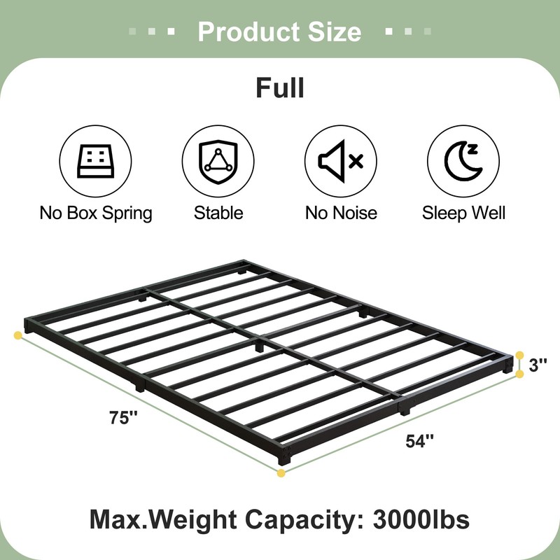 Fly-CTsoar 3 Inch Low Full Size Bed Frame Heavy Duty
