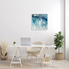 Stupell Industries Abstract Blue Paint Chaos Bold Rigid Movement, Designed by Sarah Stockstill White Framed Wall Art, 24 x 24