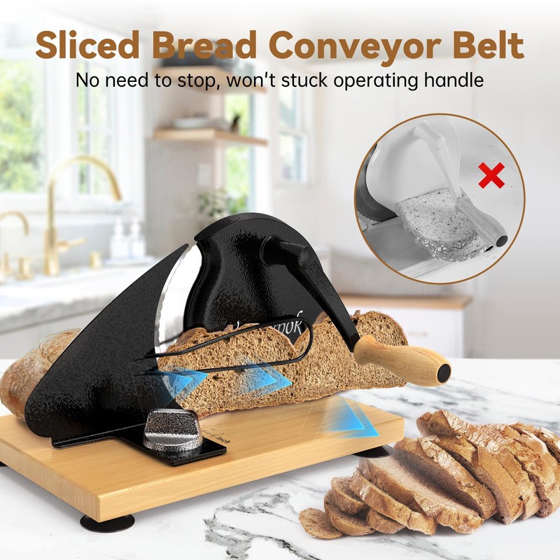 vanerepok Manual Bread Slicer for Homemade Sourdough Adjustable Thickness