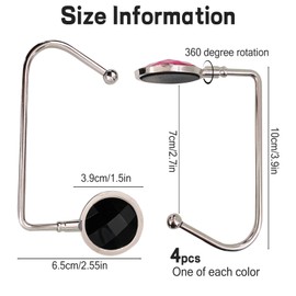 Realand 4 Pack Purse Hanger Purse Hook Purse Holder for Table, Metal Desk Bag Hook for Handbag Backpack, Decorative Christmas Stocking Holders for Mantle, Multicolor A