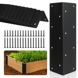 Alffun 12 Pcs Metal Raised Garden Bed Corner Brackets, 11" x 3" x 3" Rust-Resistant Raised Bed Corner Brackets for 12"-24" Wood Planter Box, Flower Beds, Vegetable Gardens, Furniture & Sand Box