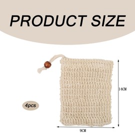 Pack of 4 Soap Bags, Solid Soap, Soap Bag with Coloured Labels to Distinguish Soap Net, Extra Large for Solid Shampoo, Natural Soap Bags, Shower Bag, Mesh Bag, Travel Soap Bag