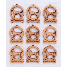 MINI Flat Coated Retriever Mini Ornaments  Box of 9