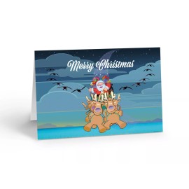 Stonehouse Collection Santa and Reindeer Flying - 18 Christmas Cards and Envelopes - 20141