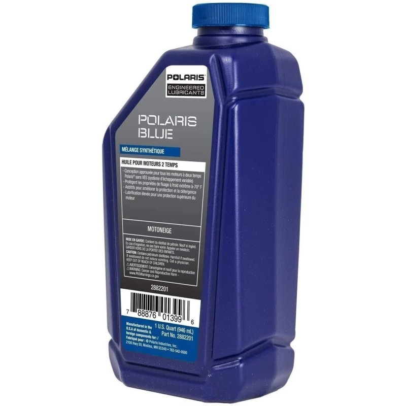 Polaris Blue Synthetic Blend 2-Cycle Oil 2-Stroke Snowmobiles, 2882201, 1