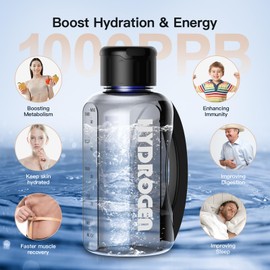 Hydrogen Water Bottle Generator, 1000ppb Portable 50 Oz Water Ionizer Machine with PEM Technology in 6-Minute Electrolysis, Rechargeable Hydrogen Rich Glass Cup for Home Office Travel & Fitness