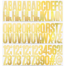 12 Sheets Letter Number Stickers, 3 Inch Vinyl Alphabet Sticker, Self-Adhesive Punctuation Letter Number for Mailbox, Scrapbooking, Decoration, Craft, Arts, DIY, Decor - Gold