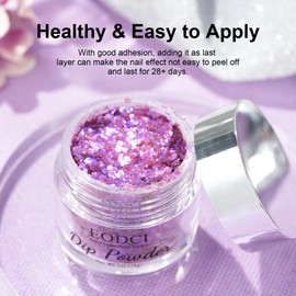 EODCI Dip Powder Purple Colour, Nail Sequins Dipping Powder French Nail Art Powder Pro Collection System for Starter Manicure Salon DIY at Home, Long-Lasting, No Need Nail Lamp, 1 oz