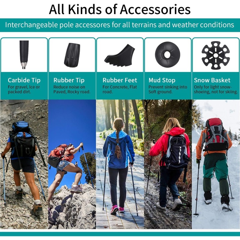 Dsocool Collapsible Trekking Poles - Lightweight Folding Hiking Poles for