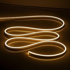 OWOFYDR Neon Rope Lights - Cuttable and Dimmable Neon Light Strip 16.4ft/5m Neon Led Strip Lights 12V for Lighting Decoration Indoors Outdoors [ No Power Adapter] Warm White
