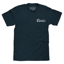 Tee Luv Men's Faded Coors Genuine Bock Beer Double Sided Graphic T-Shirt, Denim Black Heather, M