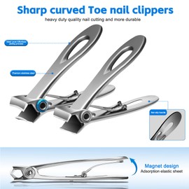 Werlla Toenail Clippers for Thick Toenails, Toenail Clippers for Seniors Thick Toenails, Curved Nail Cutter and Straight Nail Clipper Set
