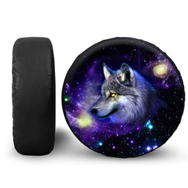 POLERO Spare Tire Cover Wheel Tire Cover Protector - Galaxy Wolf Fit for Trailer, RV, SUV and Many Vehicle 14-19inch