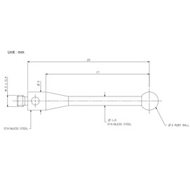 Cmm Probe Tip Cmm Stylus for CMM Machine 3mm Ruby Ball 20mm Long M2 Threaded Shank A-5000-4160 (H4160 M2*D3.0*L20.0)