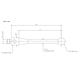 Cmm Probe Tip Cmm Stylus for CMM Machine 3mm Ruby Ball 20mm Long M2 Threaded Shank A-5000-4160 (H4160 M2*D3.0*L20.0)