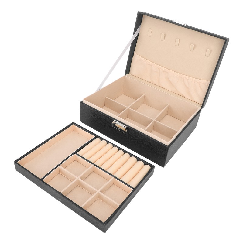 Double Layer Jewelry Box Soft PU Leather Jewelry Storage Organizer