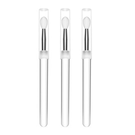 3Pcs Silicone Lip & Eyebrow Brush Set - Makeup Brushes for Lipstick, Eyeshadow & Cream Mask - Reusable Transparent Handle Applicator for Home & Travel, Includes Caps & Nail Art Tools